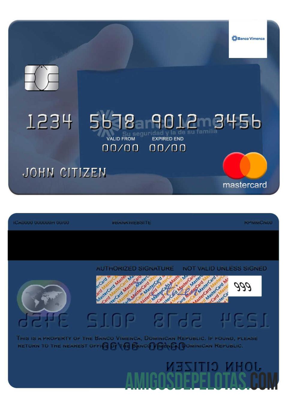 República Dominicana Banco Vimecan Mastercard amostra